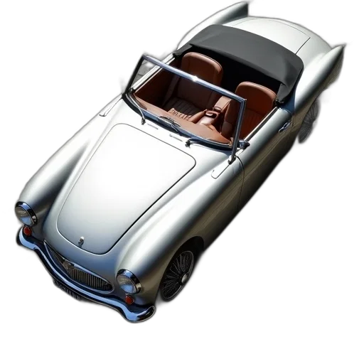car, 3d render, concept art, photorealistic, silver, convertible, sports, soft-top transparent PNG cut-out
