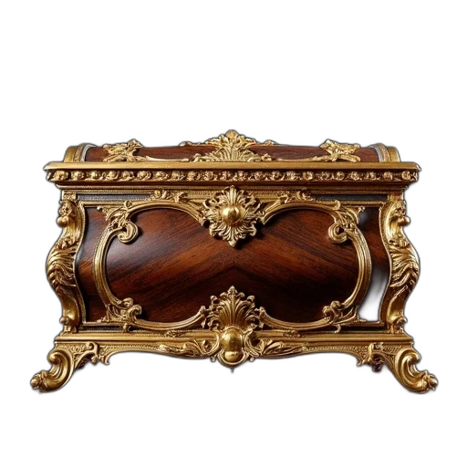 furniture, crown, jewelry, staff, luxurious, ornate, wooden, chest transparent PNG cut-out