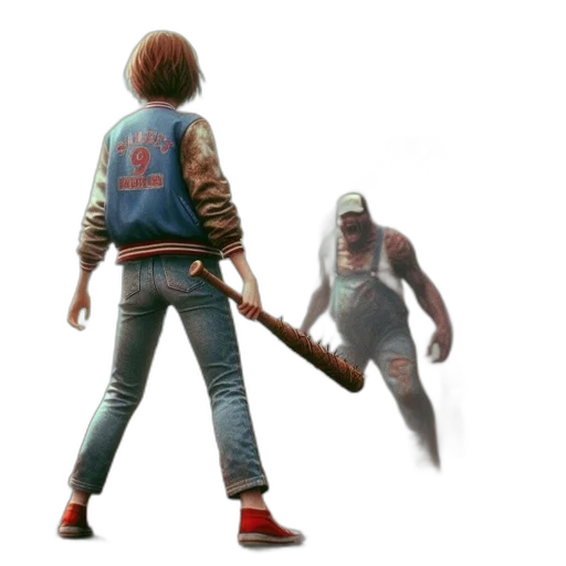 jacket, weapon, creature, staff, concept art, pixel art, 3d render, fantasy art transparent PNG cut-out