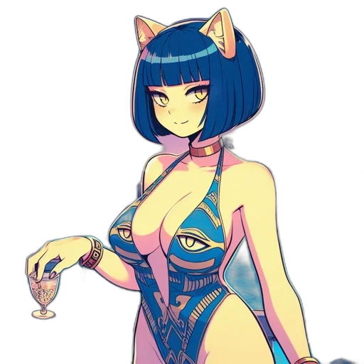 dress, staff, robot, mask, concept art, anime, pixel art, fantasy art transparent PNG cut-out