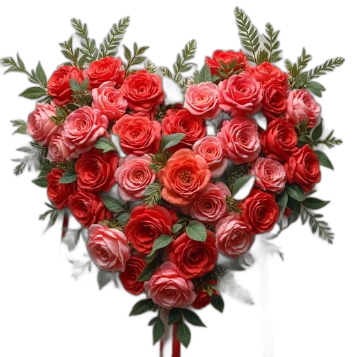 flower, photorealistic, red, heart, made, flowers, aprons transparent PNG cut-out