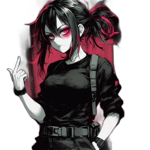staff, weapon, jacket, anime, concept art, pixel art, comic book art, red transparent PNG cut-out