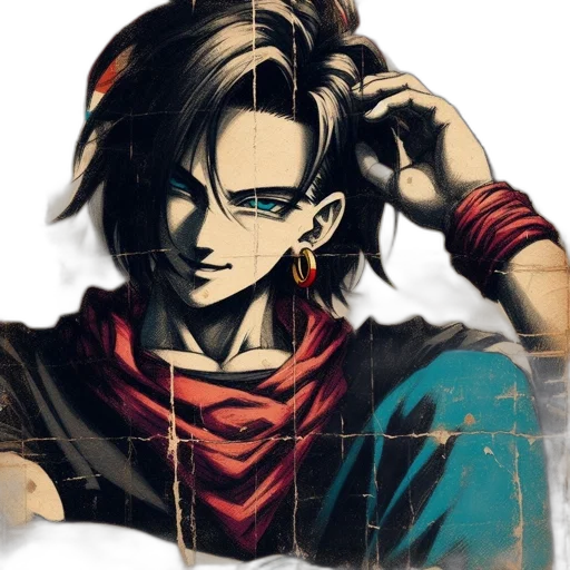 face, mask, weapon, anime, comic book art, pixel art, fantasy art, red transparent PNG cut-out