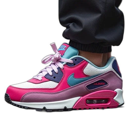 shoes, vaporwave, 3d render, photorealistic transparent PNG cut-out