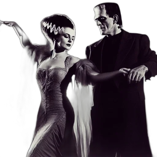 concept art, outer space, two, iconic, horror, film, characters, one transparent PNG cut-out
