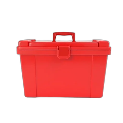 furniture, 3d render, red, toolbox, flat, top, rectangular, shape transparent PNG cut-out