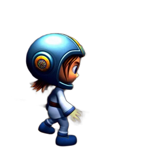 robot, staff, weapon, 3d render, concept art, pixel art, outer space, blue transparent PNG cut-out