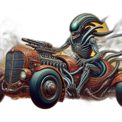 car, weapon, robot, concept art, fantasy art, comic book art, photorealistic, outer space transparent PNG cut-out