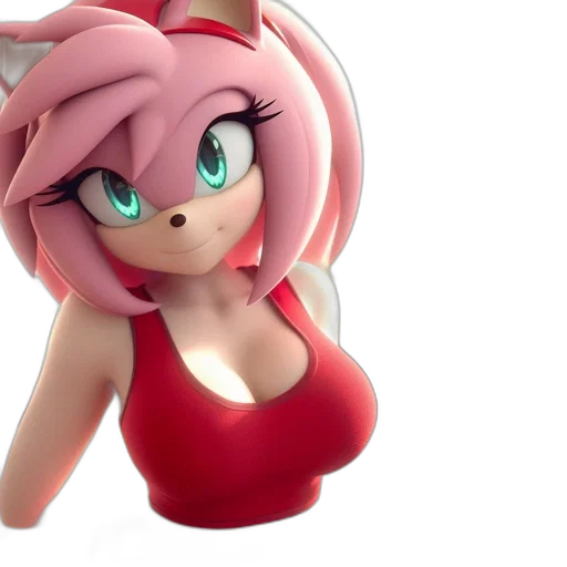 3d render, concept art, anime, cartoon, animated, pink-furred, creature, blue transparent PNG cut-out