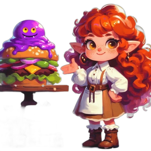 staff, food, dress, concept art, pixel art, fantasy art, oil painting, young transparent PNG cut-out