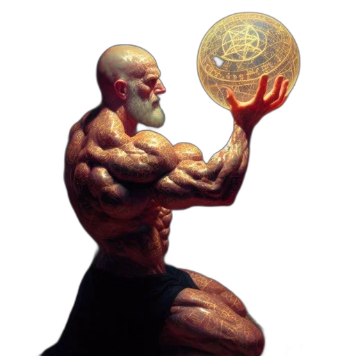 photorealistic, concept art, pixel art, fantasy art, imposing, figure, muscular, man transparent PNG cut-out