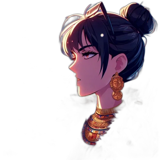 jewelry, face, crown, staff, fantasy art, concept art, anime, pixel art transparent PNG cut-out