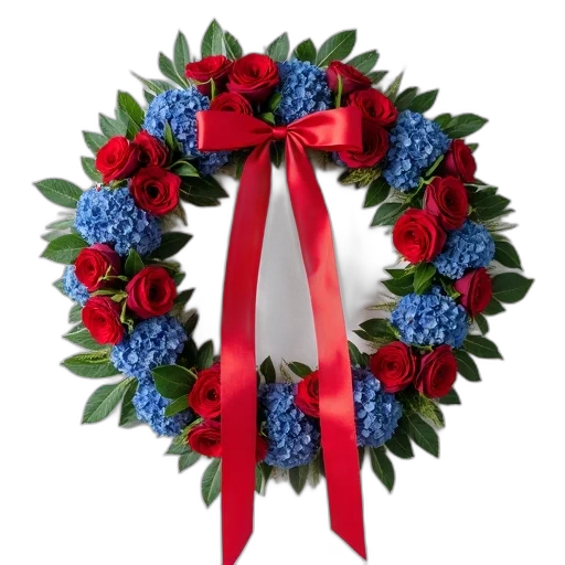 crown, 4th, july, wreath, ribbon, hanging transparent PNG cut-out