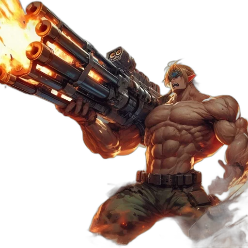 weapon, comic book art, concept art, fantasy art, fire, chaotic, scene, muscular transparent PNG cut-out