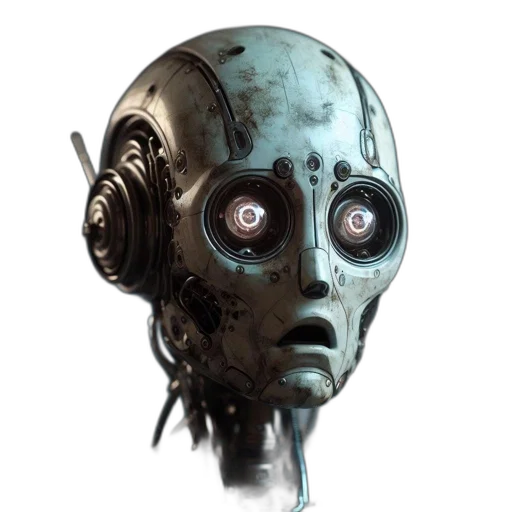 robot, mask, face, creature, concept art, 3d render, cyberpunk, comic book art transparent PNG cut-out