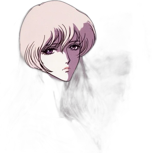 face, mask, hair, creature, concept art, anime, vaporwave, watercolor transparent PNG cut-out