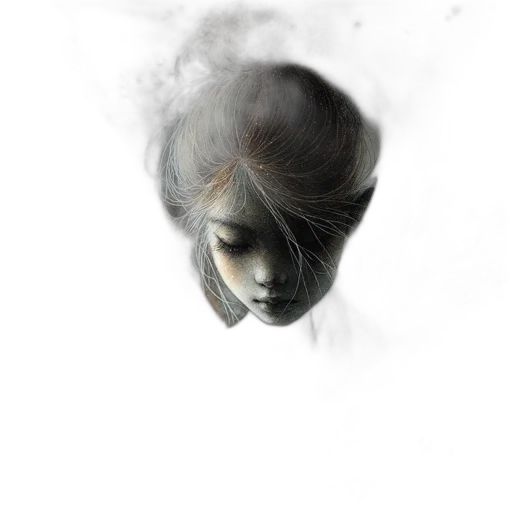 face, mask, hair, creature, photorealistic, fantasy art, concept art, 3d render transparent PNG cut-out