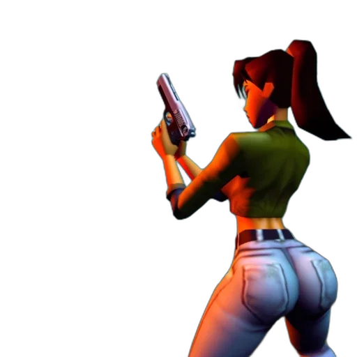 weapon, concept art, 3d render, comic book art, cyberpunk, animated, woman, stands transparent PNG cut-out