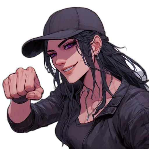 hat, staff, weapon, pixel art, cyberpunk, cartoon, anime, dark transparent PNG cut-out