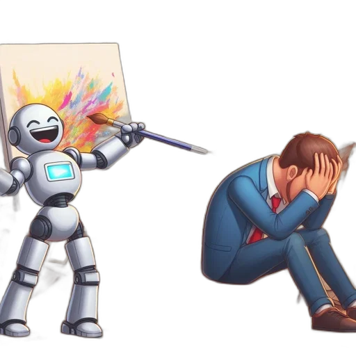 robot, concept art, pixel art, watercolor, comic book art, fire, outer space, blue transparent PNG cut-out