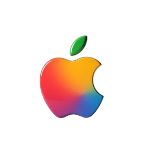 3d render, colorful, stylized, apple, icon, gradient, rainbow, colors transparent PNG cut-out