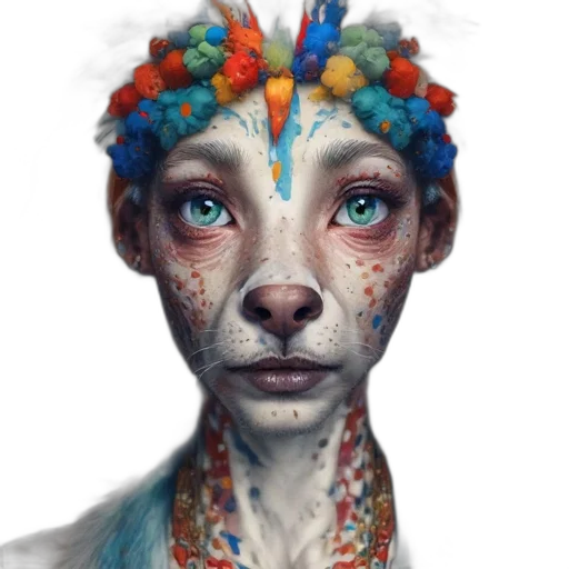 face, mask, creature, crown, fantasy art, concept art, photorealistic, watercolor transparent PNG cut-out