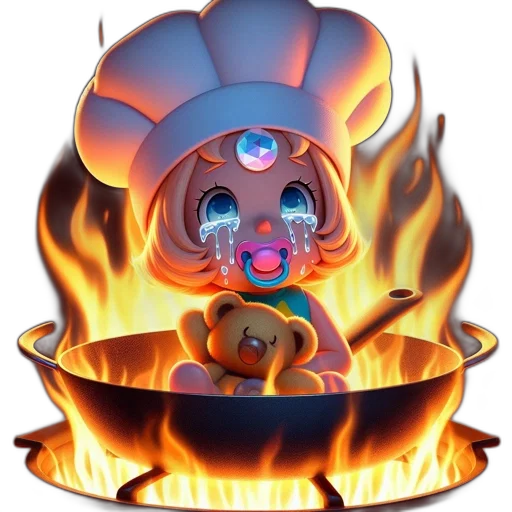 food, staff, concept art, pixel art, 3d render, cartoon, fire, anthropomorphic transparent PNG cut-out