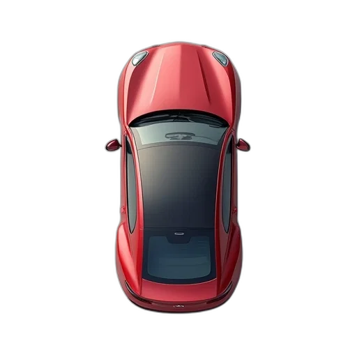car, 3d render, top, view transparent PNG cut-out