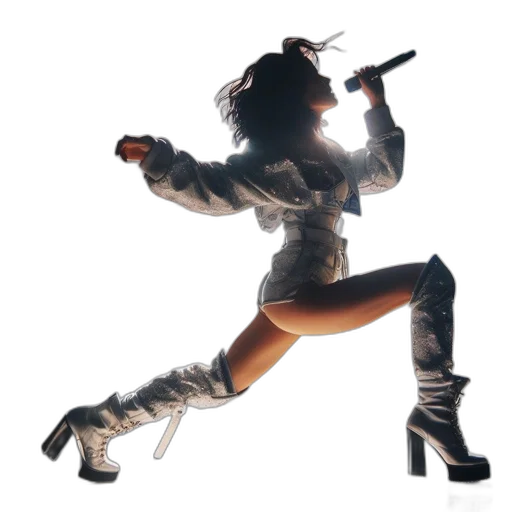 shoes, weapon, staff, concept art, 3d render, cyberpunk, female, singer transparent PNG cut-out