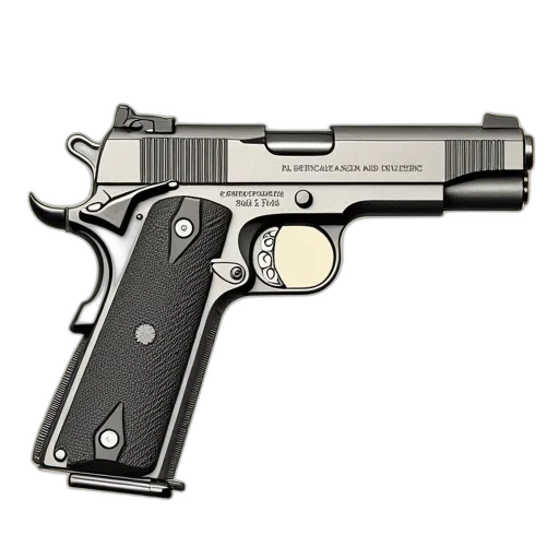 weapon, photorealistic, blueprint, 1911 transparent PNG cut-out