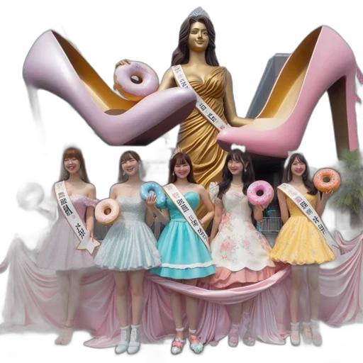 shoes, dress, jewelry, 3d render, concept art, fantasy art, photorealistic, pastel transparent PNG cut-out