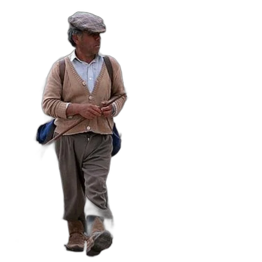 hat, jacket, staff, umbrella, photorealistic, 3d render, concept art, city street transparent PNG cut-out