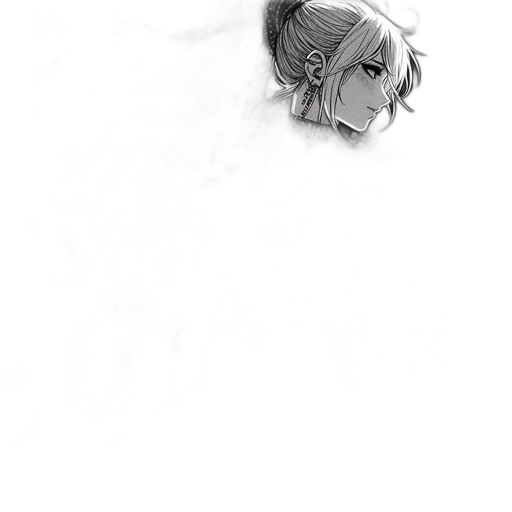 mask, crown, hair, face, pencil sketch, concept art, anime, comic book art transparent PNG cut-out