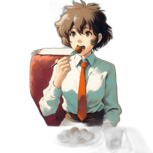 food, staff, face, robot, anime, pixel art, concept art, watercolor transparent PNG cut-out