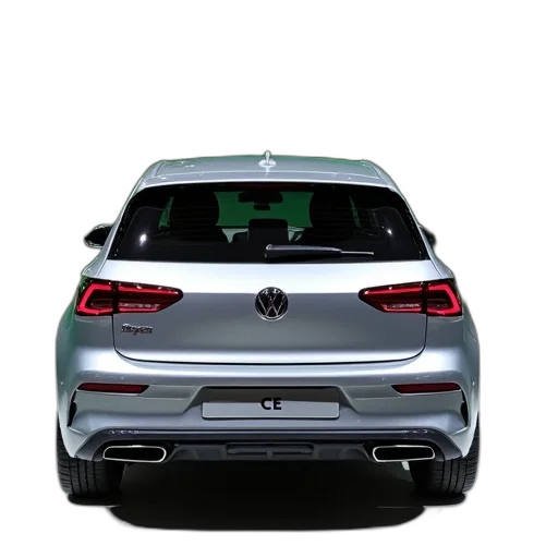 car, silver, hatchback, displayed, auto, show, rear, end transparent PNG cut-out