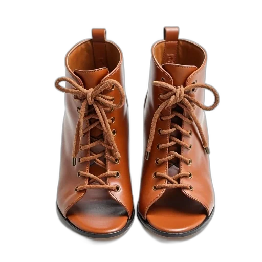 shoes, 3d render, earth tones, pair, brown, leather, high-heeled, sandals transparent PNG cut-out