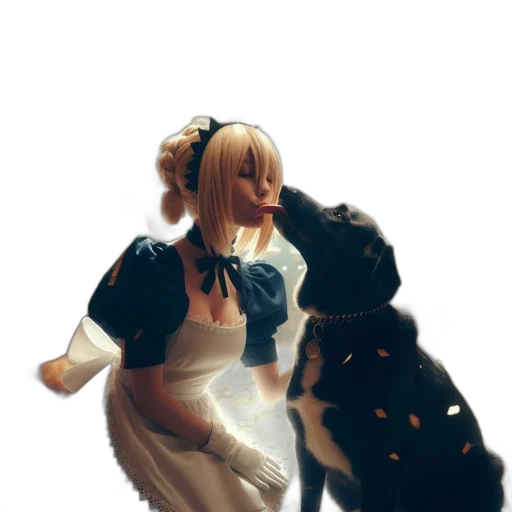 dress, staff, animal, creature, concept art, fantasy art, photorealistic, oil painting transparent PNG cut-out