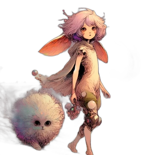 creature, staff, animal, weapon, concept art, fantasy art, pixel art, watercolor transparent PNG cut-out