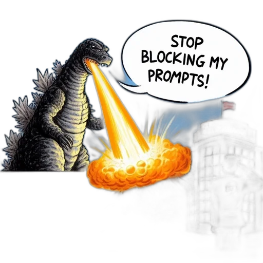 concept art, fire, godzilla-like, creature, targets, microsoft, building, emitting transparent PNG cut-out