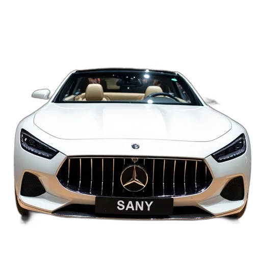 car, 3d render, photorealistic, white, luxury, shiny, chrome, grille transparent PNG cut-out