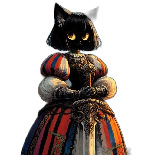 dress, mask, staff, animal, concept art, fantasy art, pixel art, 3d render transparent PNG cut-out