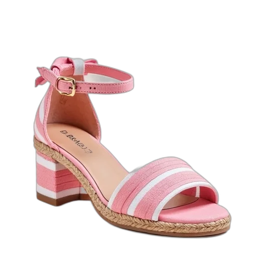 shoes, pastel, pair, pink, white, striped, sandals, woven transparent PNG cut-out