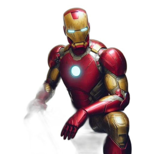 robot, weapon, comic book art, concept art, 3d render, pixel art, red, iron transparent PNG cut-out