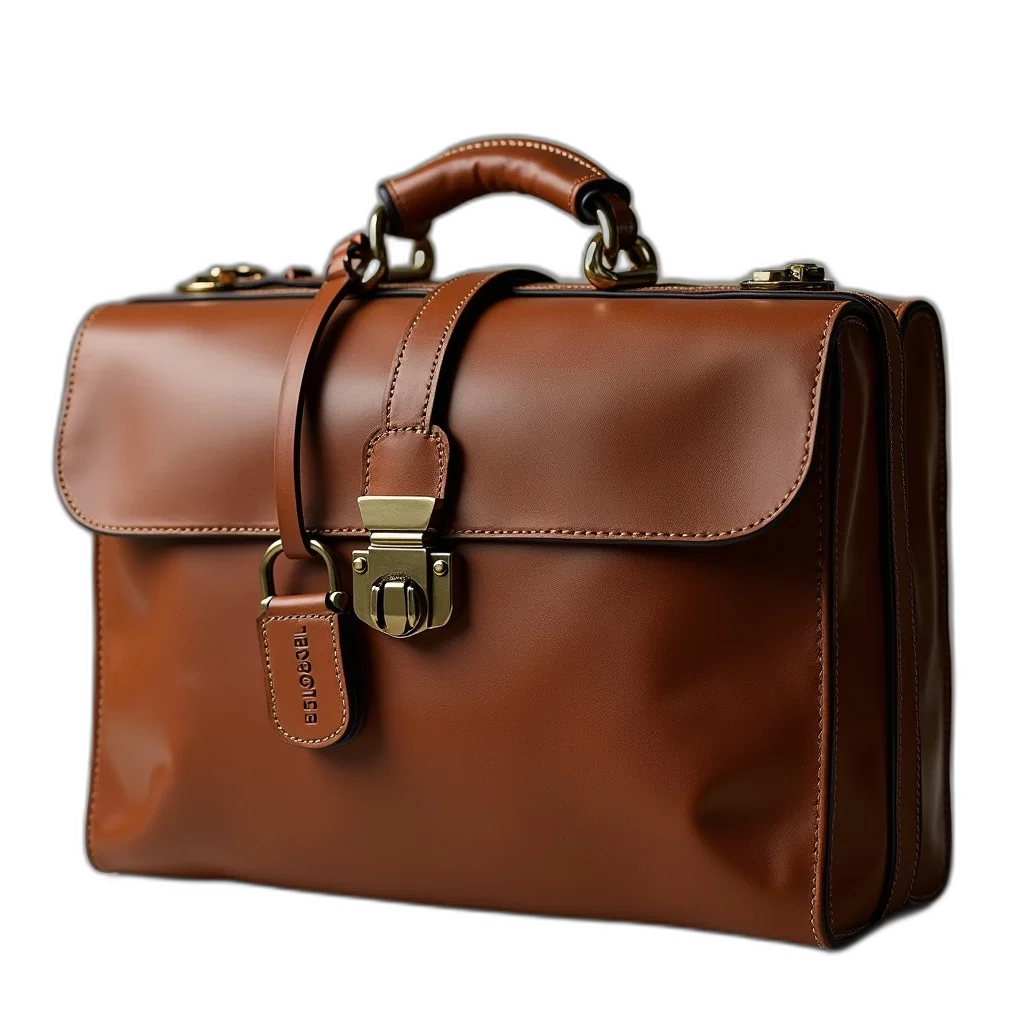 staff, 3d render, photorealistic, earth tones, brown, leather, suitcase, metal transparent PNG cut-out