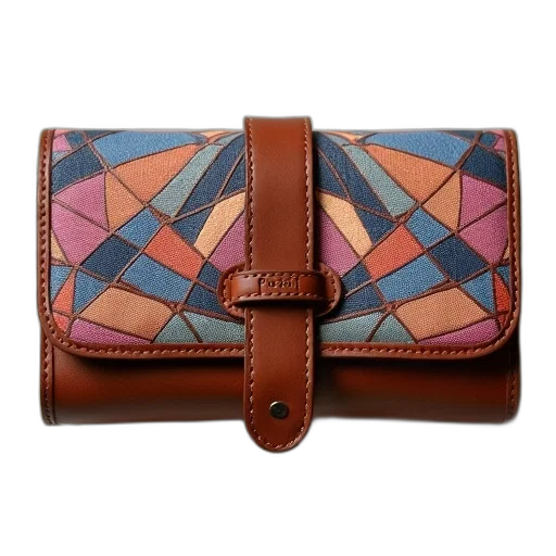 brown, leather, wallet, visible, brand, name, fossil, strap transparent PNG cut-out