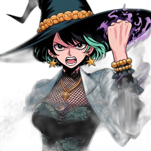 hat, staff, dress, mask, concept art, anime, fantasy art, comic book art transparent PNG cut-out