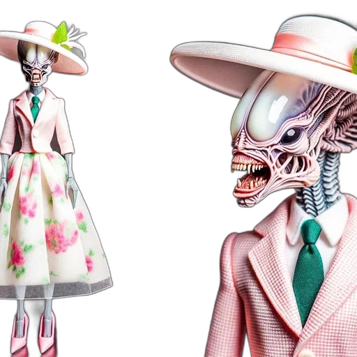 dress, concept art, 3d render, vaporwave, pastel, neon, anthropomorphic, creature transparent PNG cut-out