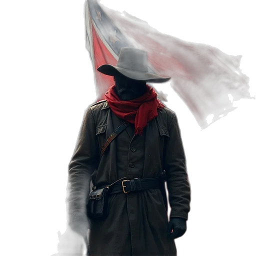 hat, jacket, mask, staff transparent PNG cut-out