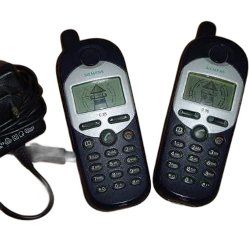 staff, two, siemens, c35, mobile, phones, sit, side transparent PNG cut-out