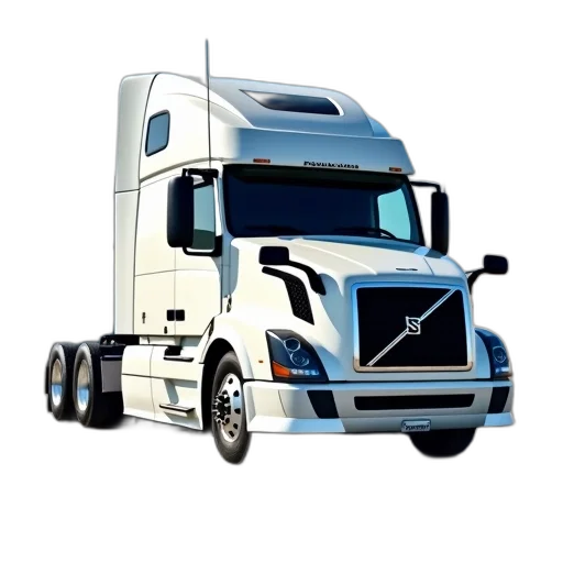 photorealistic, 3d render, concept art, white, semi-truck, volvo, logo, grille transparent PNG cut-out